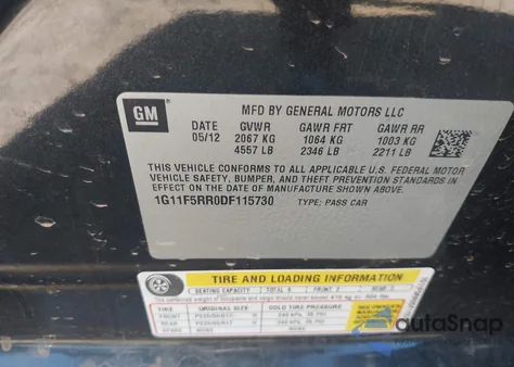 2013 Chevrolet Malibu Eco Premium Audio из США, поврежденный, VIN 1G11F5RR0DF115730